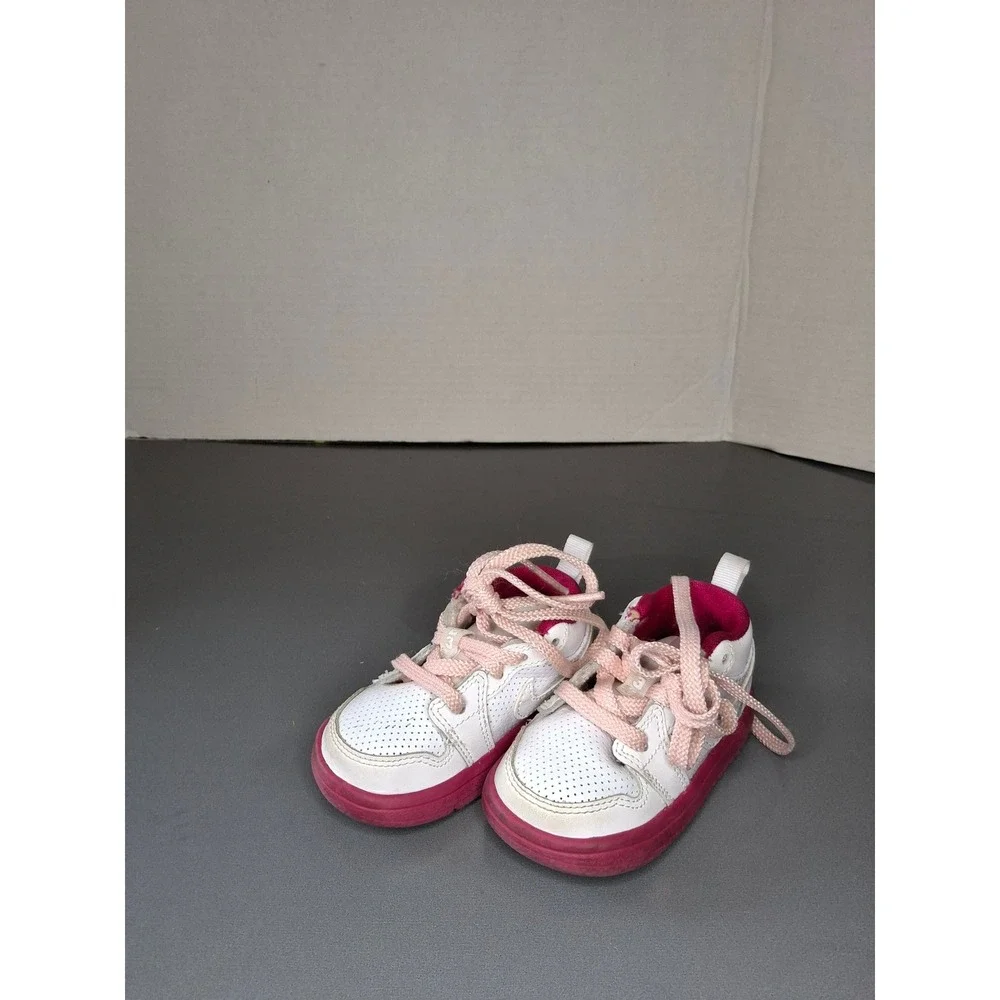 Jordan 1 Mid Toddler White Pink Fuchsia Sneakers 554725-107 Size 4C
